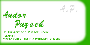 andor puzsek business card